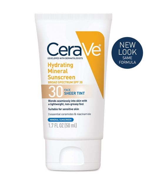 CeraVe Hydrating Mineral Sunscreen Broad Spectrum SPF 30 Face Sheer Tint